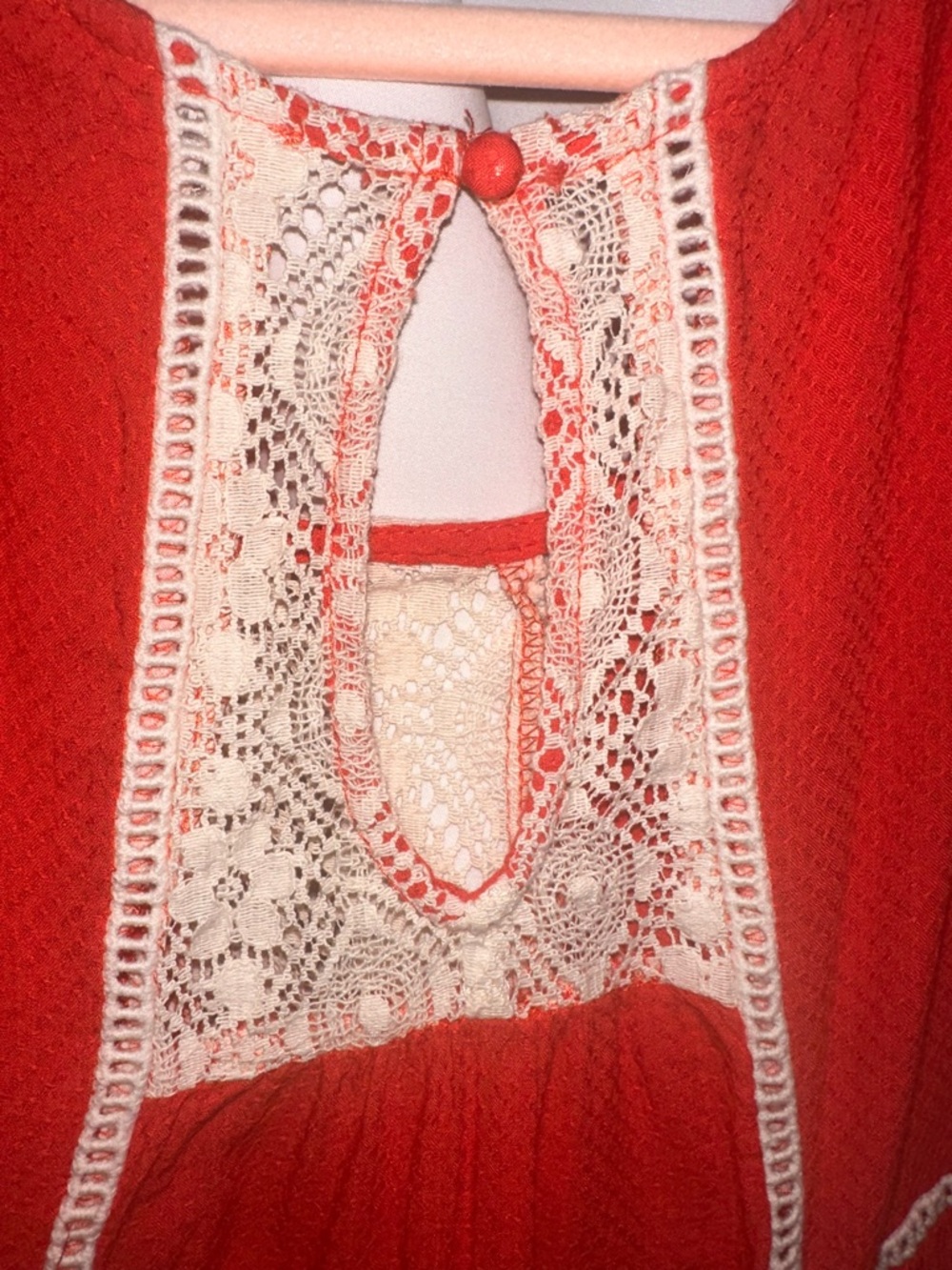 Umgee Red Tank Top with Cream Lace Insets - Picture 8 of 9